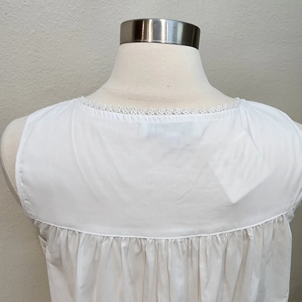 Eileen West Cotton Daisy Lace-Trim Nightgown Pin Tuck Mother of Pearl Buttons - Picture 10 of 11